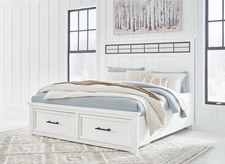 Ashbryn White Natural King Panel Storage Bed, front view