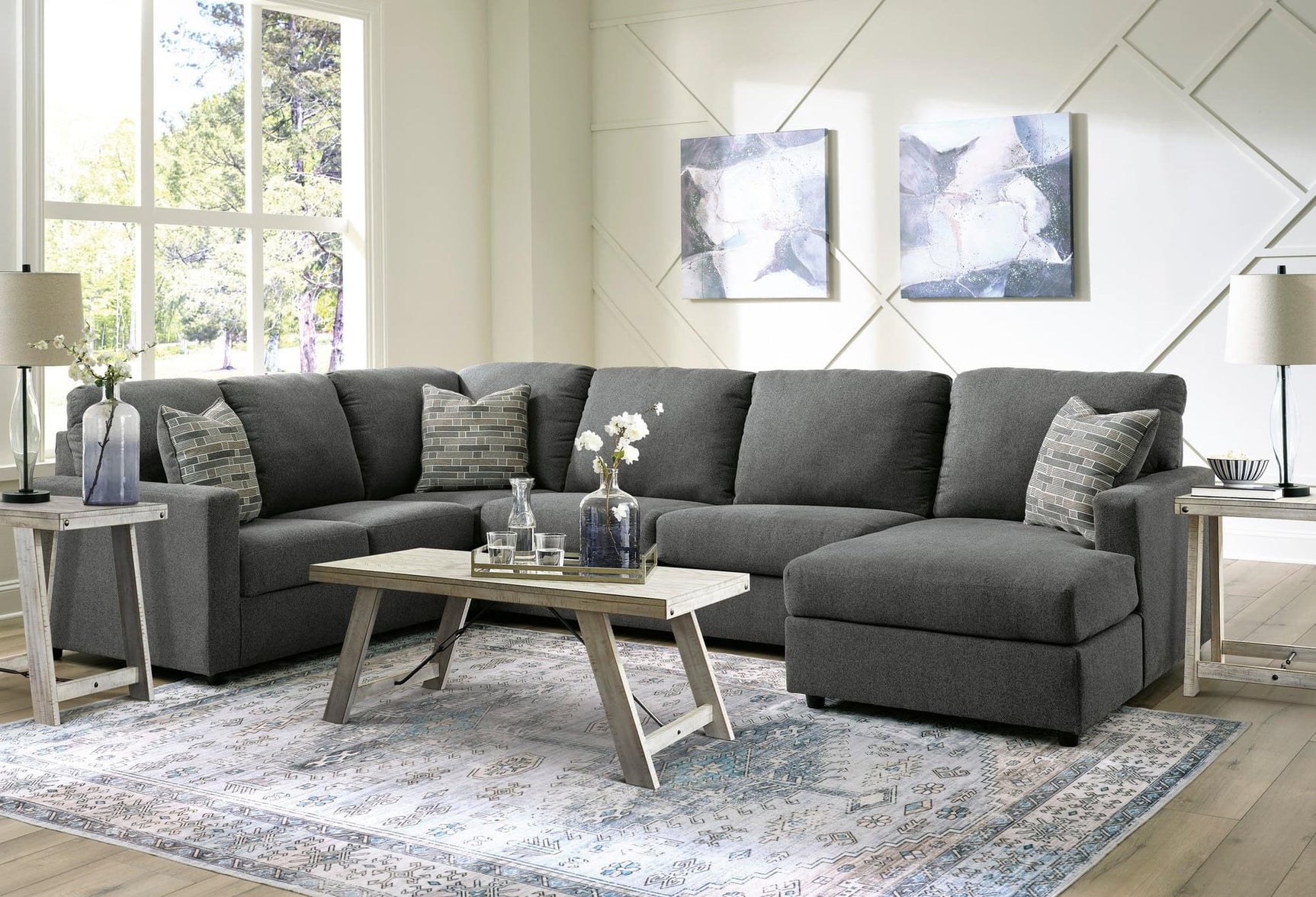Ashley 290-03 charcoal sectional sofa front angle