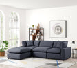 Sky Black Linen Modular Sectional sofa angled front view