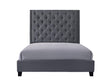 Chantilly Gray Velvet Upholstered Tufted Queen Bed front angle