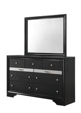 Regata dresser black and silver, front view showing 7 spacious drawers