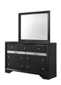 Regata dresser black and silver, front view showing 7 spacious drawers