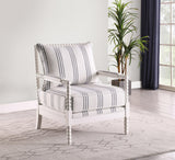 Blanchett Accent Chair white with navy stripes front view
