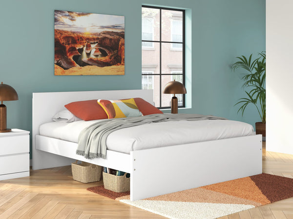 Onita White King Panel Platform Bed angled view
