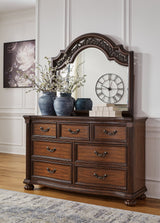 Lavinton brown dresser and mirror front view