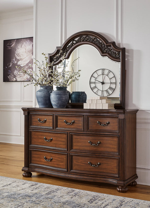 Lavinton brown dresser and mirror front view