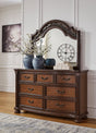 Lavinton brown dresser and mirror front view