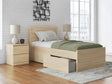 Onita Natural Twin Panel Platform Bed with 1 Side Storage front angle