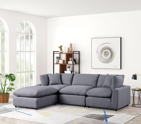 Sky Charcoal Linen Modular Sectional sofa front view