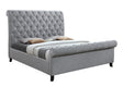 Kate Gray gray fabric upholstered tufted sleigh queen bed headboard and footboard front view