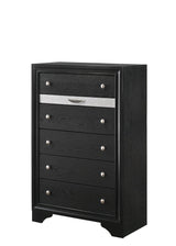 Regata Black and Silver 5-Drawer Chest, front view