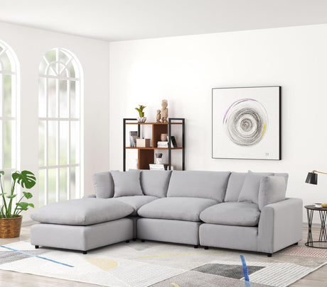 Sky Gray Linen Modular Sectional Sofa main view