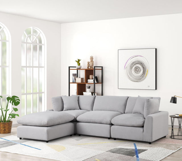 Sky Gray Linen Modular Sectional Sofa main view