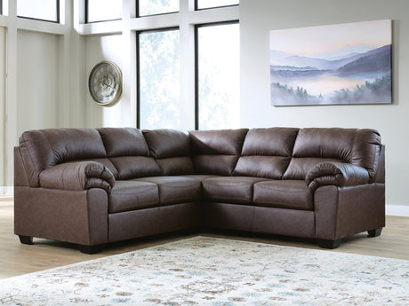 WillowBend Umber Faux Leather 2-Piece Sectional sofa main view