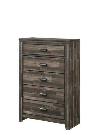 Carter 5-Drawer Brown Wood Chest front angle