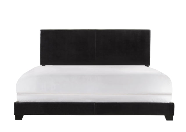 Erin Black PU Faux Leather Upholstered King Bed front angle