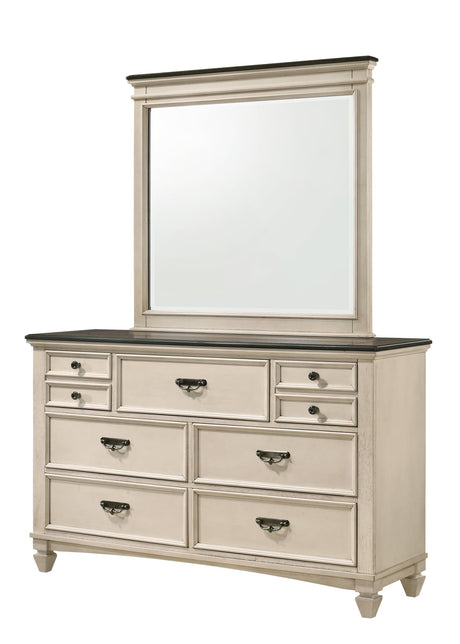 Sawyer dresser cream brown modern wood metal 7 drawers front view