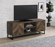 Myles 2-Door TV Console rustic oak herringbone front view