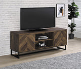 Myles 2-Door TV Console rustic oak herringbone front view