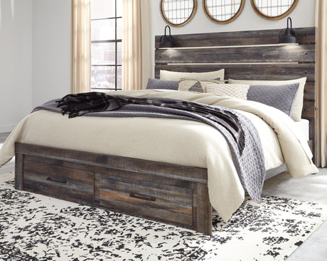 Drystan Multi King Panel Bed with 2 Storage Drawers front view