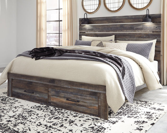Drystan Multi King Panel Bed with 2 Storage Drawers front view