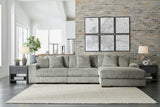 main view of Lindyn Fog Velvet 3-Piece Sectional Sofa with Chaise