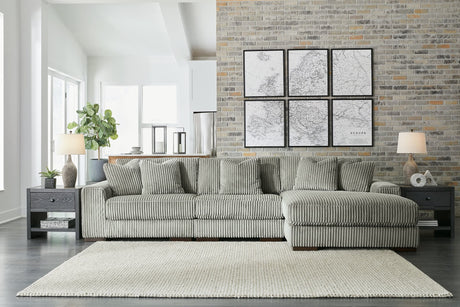main view of Lindyn Fog Velvet 3-Piece Sectional Sofa with Chaise