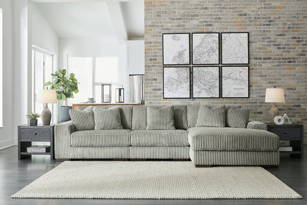 main view of Lindyn Fog Velvet 3-Piece Sectional Sofa with Chaise