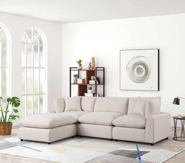 Sky Sand Linen Modular Sectional Sofa main front view