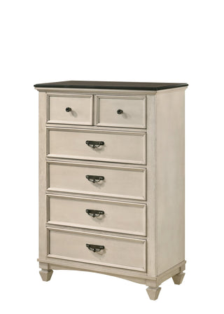 Sawyer 5-Drawer Chest Cream and Brown Wood Front View