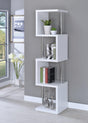 Baxter 4-Shelf Bookcase White and Chrome front angle