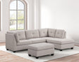 main view of Sienna Stone sectional sofa with ottoman in stone chenille fabric