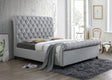 Kate Gray King Upholstered Tufted Sleigh Platform Bed front view