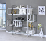 Sema 5-Shelf chrome frame glass bookcase angled front view