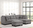 Sienna Gray Sectional Sofa with Ottoman, front angle view