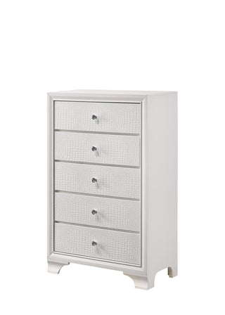 Lyssa Frost 5-Drawer Chest with Nickel Knobs front view
