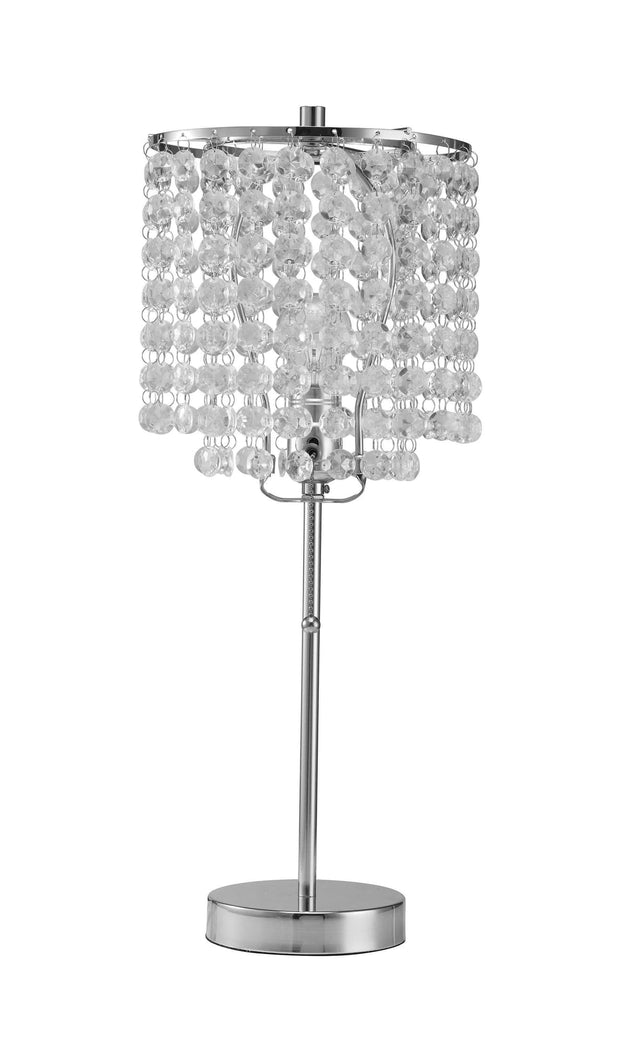 Ore International Chrome Metal Acrylic Table Lamp 19" front view