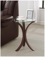 Edgar Round Accent Side Table with round tempered glass top