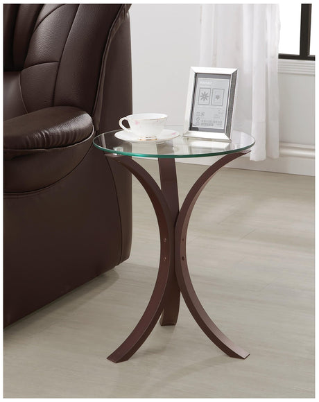 Edgar Round Accent Side Table with round tempered glass top