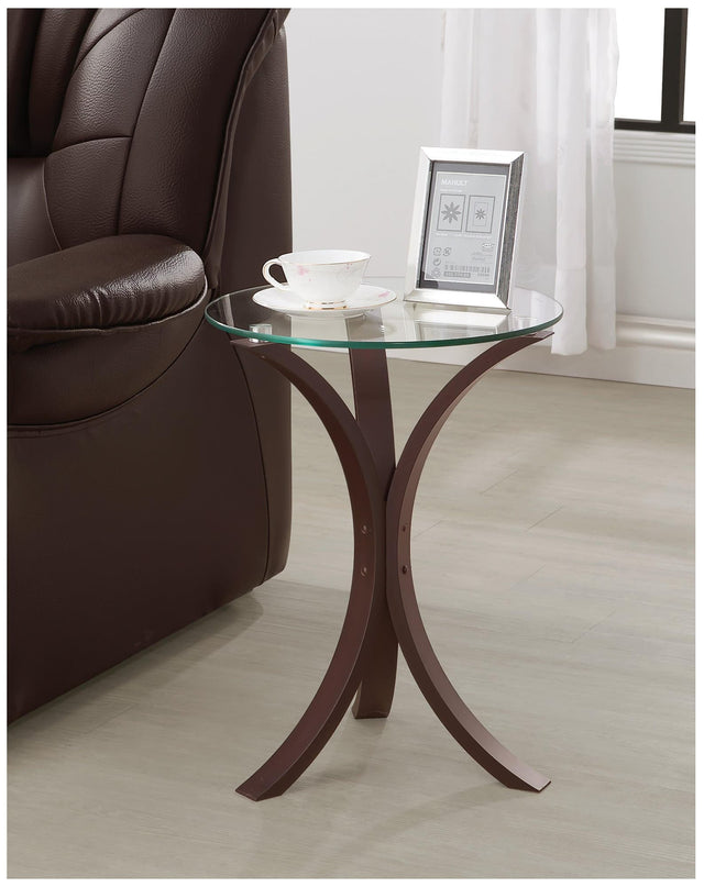 Edgar Round Accent Side Table with round tempered glass top