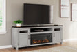 Darborn 88 inch Gray Brown TV Stand with Electric Fireplace front view