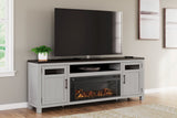 Darborn 88 inch Gray Brown TV Stand with Electric Fireplace front view