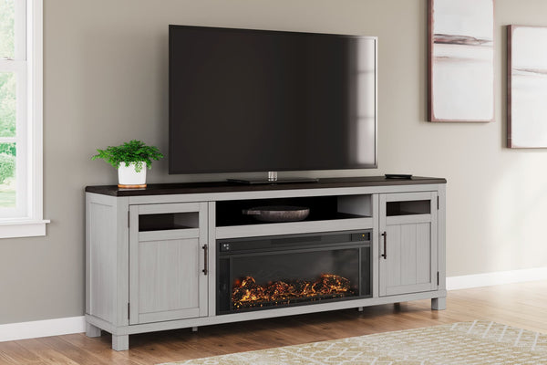 Darborn 88 inch Gray Brown TV Stand with Electric Fireplace front view