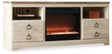 Willowton Whitewash 64 inch TV Stand with Electric Fireplace front view