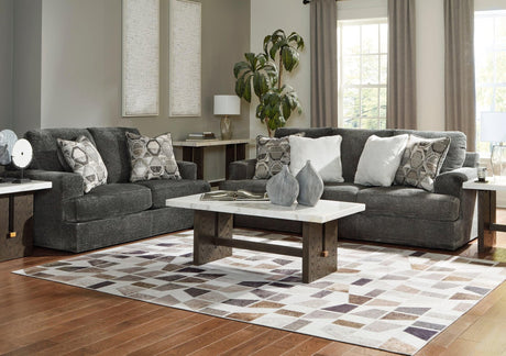 Front view of Ashley 314-02 Sofa and Loveseat set in smoke color