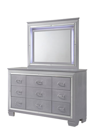 Lillian Silver 9-Drawer Contemporary Modern Dresser front view