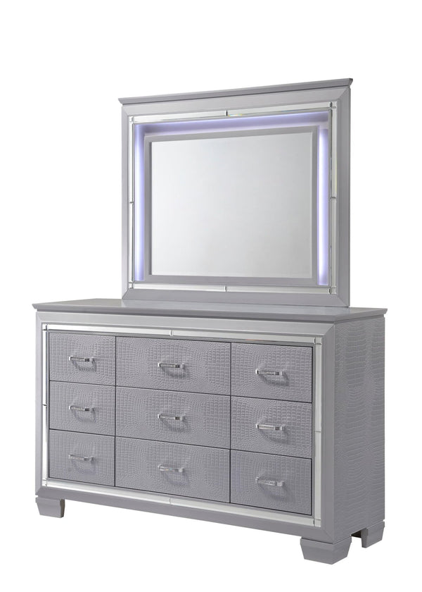Lillian Silver 9-Drawer Contemporary Modern Dresser front view