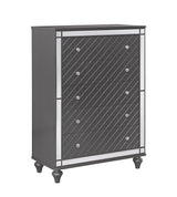 Refino Chest Gray, 5 Drawers Front View