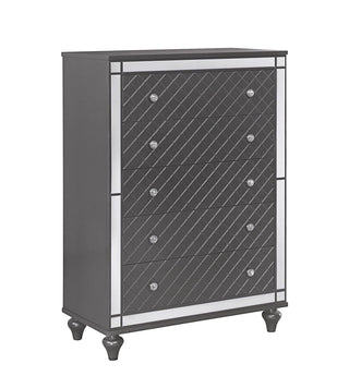Refino Chest Gray, 5 Drawers Front View