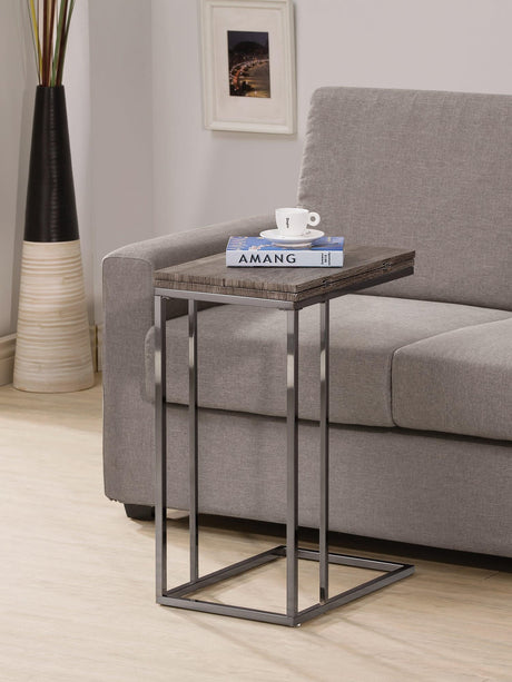 Pedro Expandable Top Accent Table weathered grey and black front view